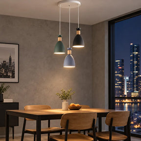 Nordic Wooden Metal Pendant Light Fixture for Kitchen Island
