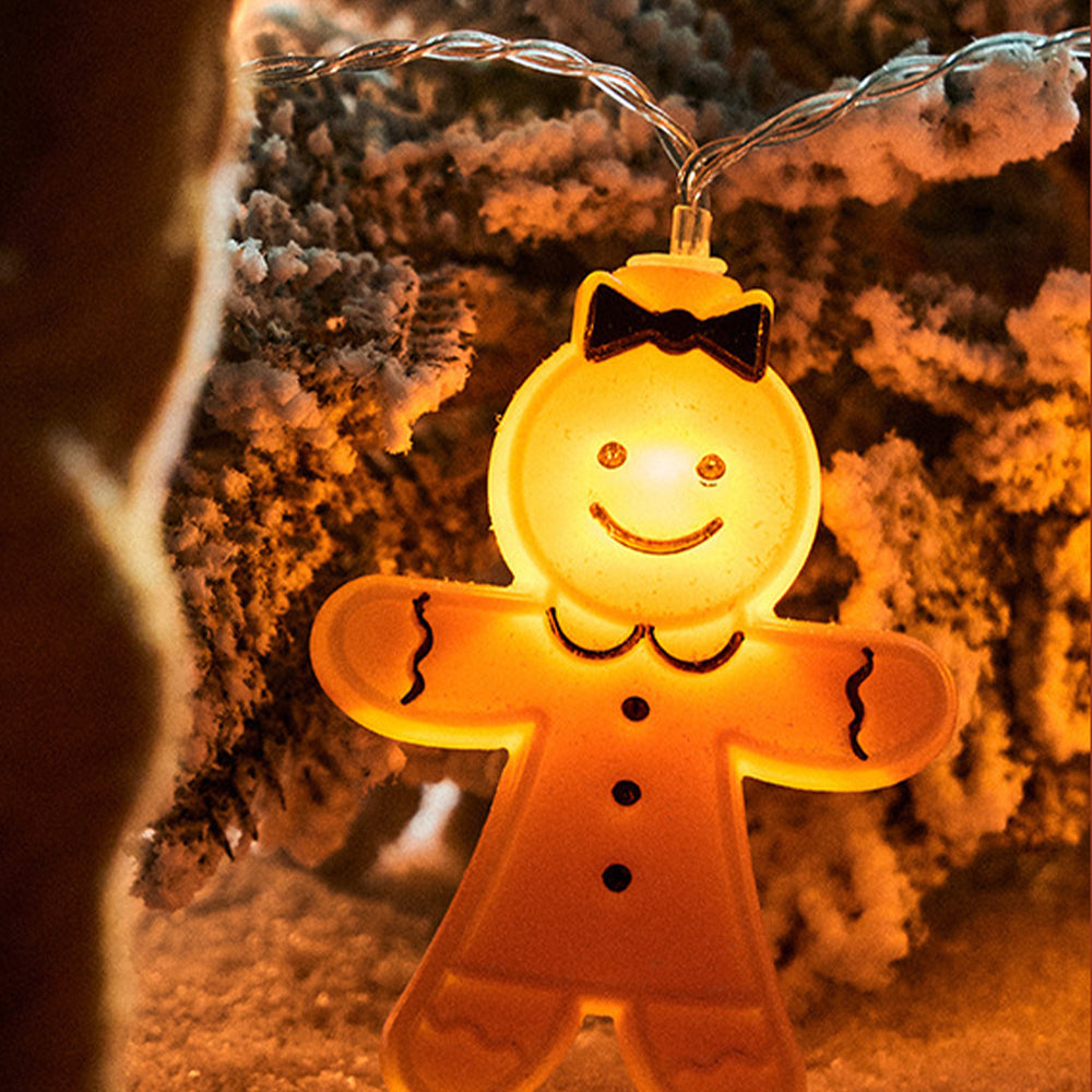Christmas Gingerbread String Lights, Battery Operated for Christmas Decoration