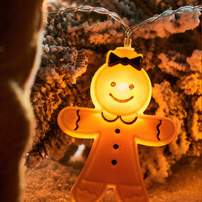 Christmas Gingerbread String Lights, Battery Operated for Christmas Decoration