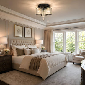 3 -Light Semi-flush Mount Ceiling Light with Cylinder Crystal Shade