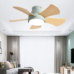 Contemporary Wood Semi-Flush Ceiling Fan With Lighting