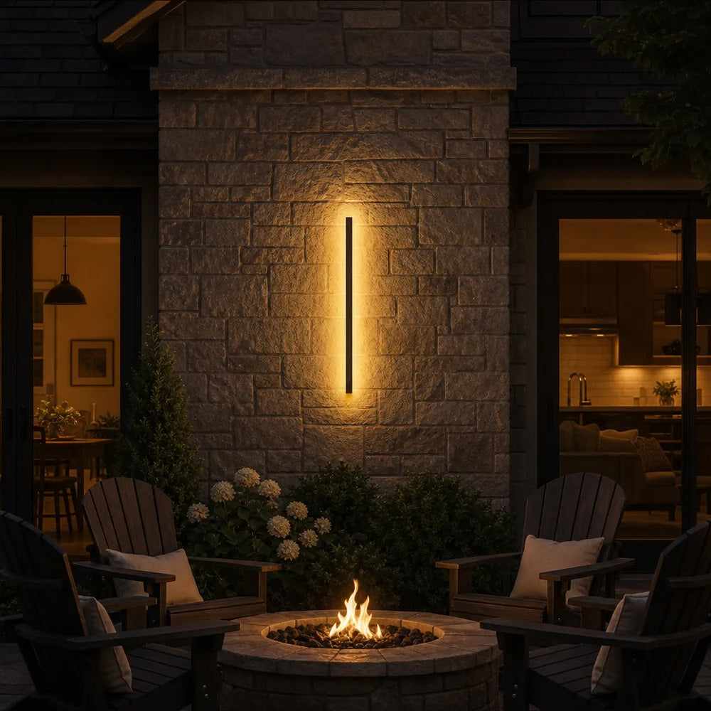 Modern Minimalist Black LED Linear Outdoor Wall Lamp