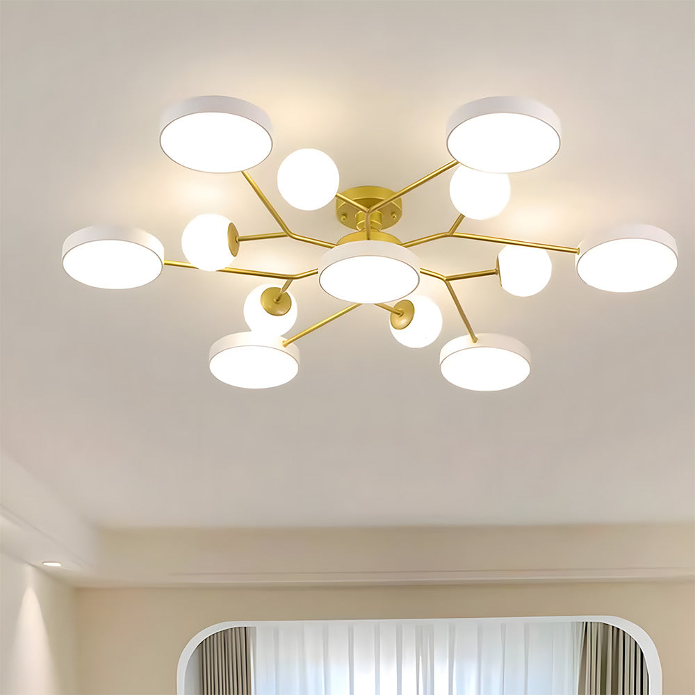 Modern Multi Arm Glass LED Flush Mount Ceiling Lights for Living Room
