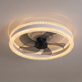 LED Dimmable 6-Speed Adjustable Reversible Ceiling Fan Light for Bedroom