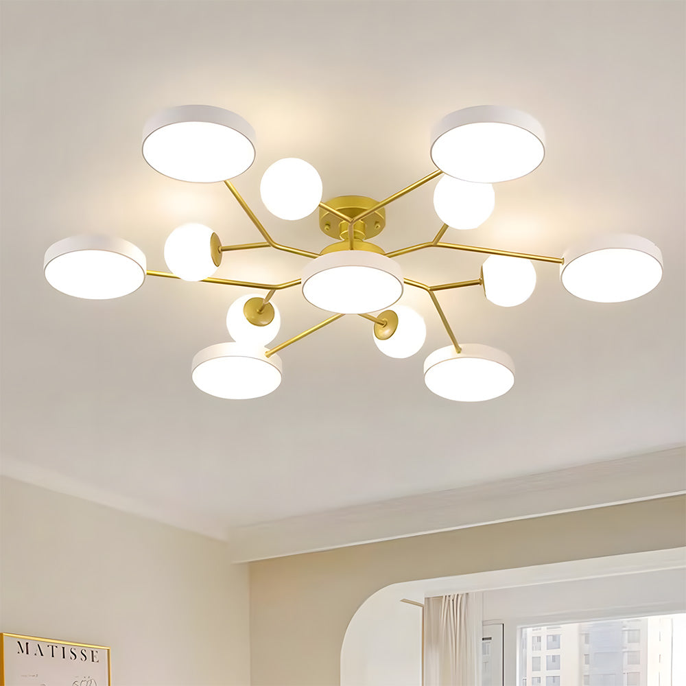 Modern Multi Arm Glass LED Flush Mount Ceiling Lights for Living Room