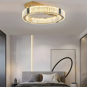 Modern Crystal Ring Chandelier - Gold LED Flush Mount Ceiling Lights