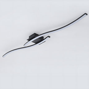Modern Black Linear Flush Mount Wave LED Ceiling Lights for Bedroom