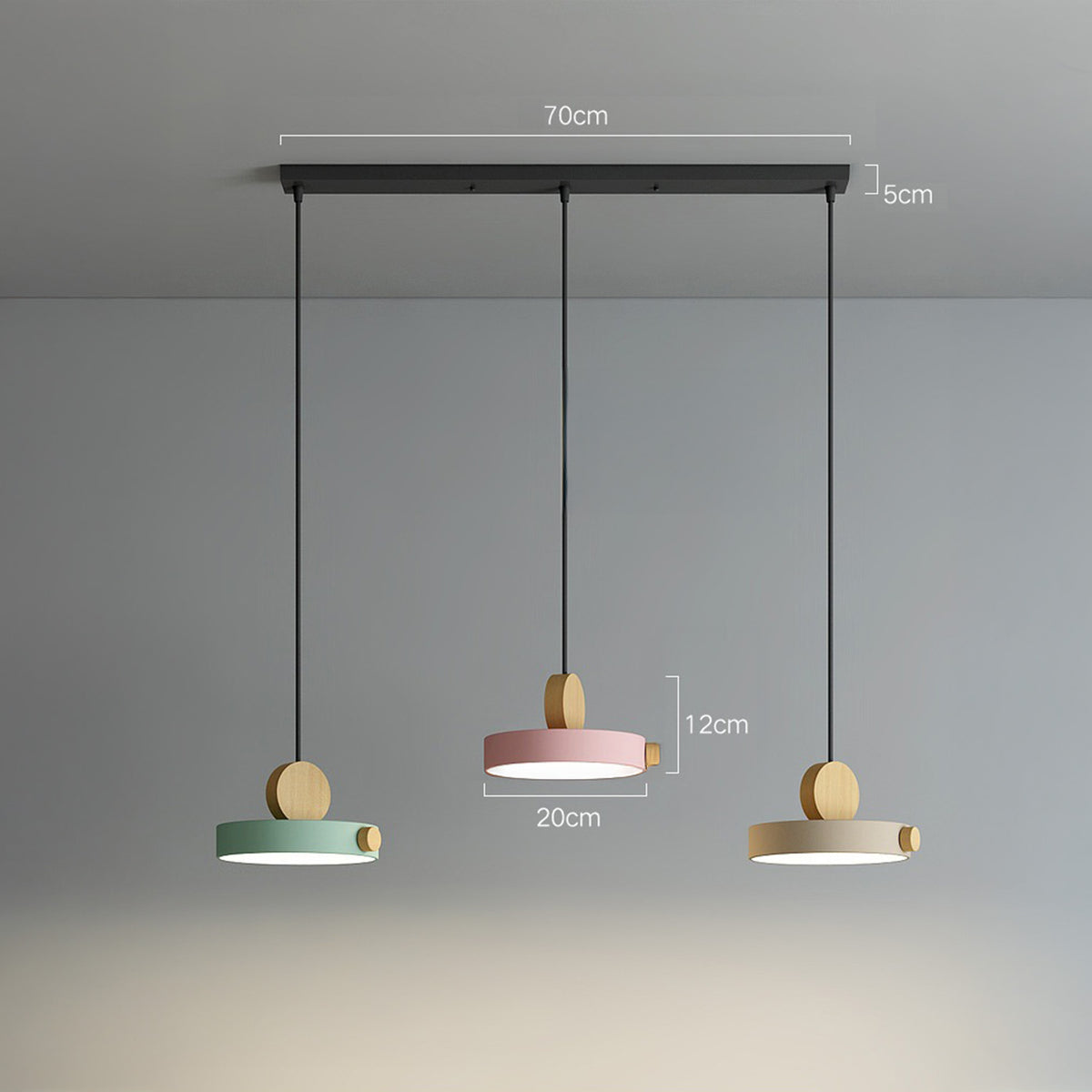 Nordic Circular Disc Iron & Wood Pendant Lights for Dining Area
