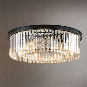 Modern Round Crystal Flush Mount Ceiling Light for Bedroom