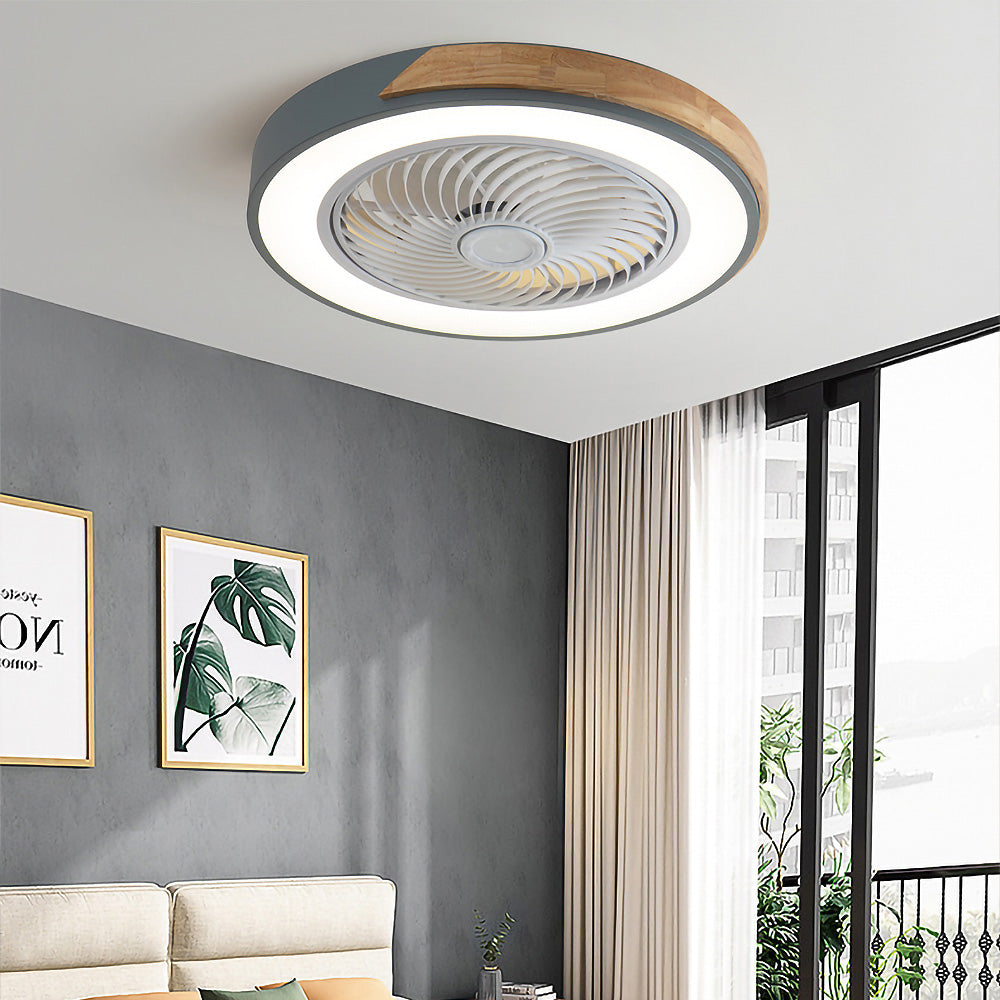Modern Round Wood Ceiling Fans With LED Lights