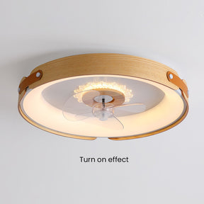 Wood Simple Round Ceiling Fan With LED Lighting