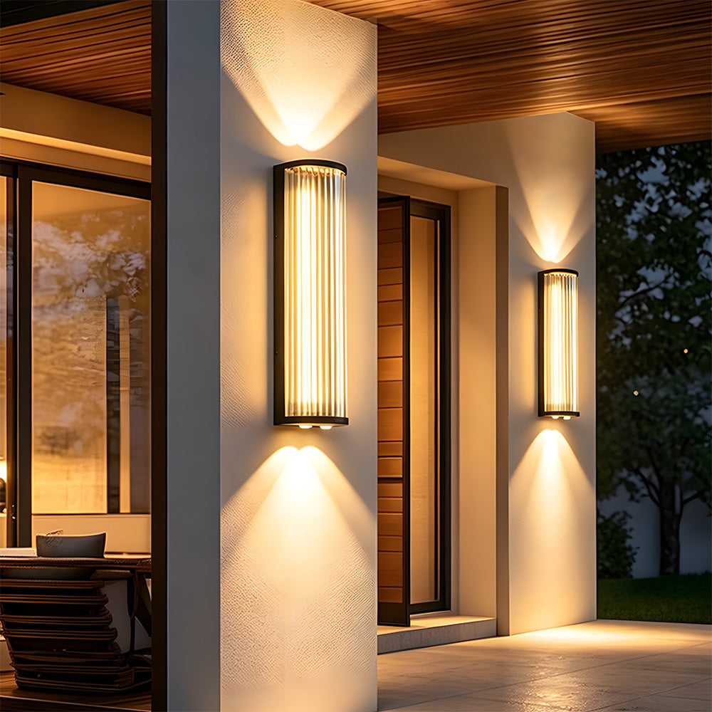 Modern Vertical Glass Stainless Steel Outdoor Wall Lights for Patio Garden
