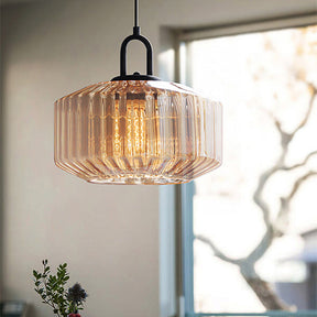 Vintage Striped Glass Pendant Light