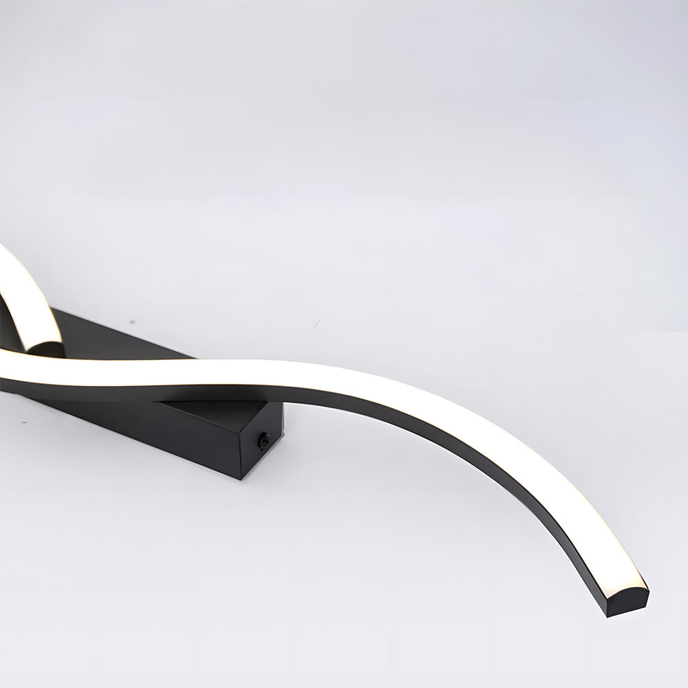 Modern Black Linear Flush Mount Wave LED Ceiling Lights for Bedroom