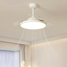 White Simple Design Flush Ceiling Fan With LED Lights