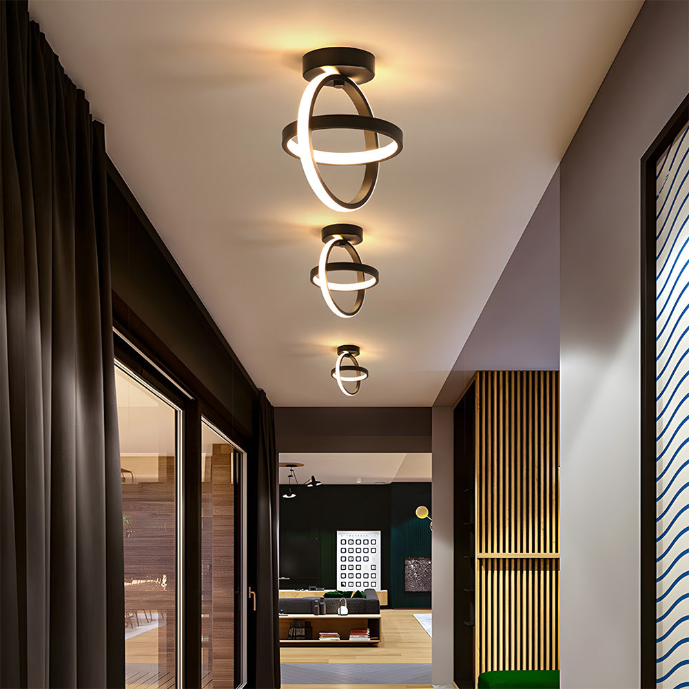 Modern Geometric Iron LED Ceiling Light for Hallway