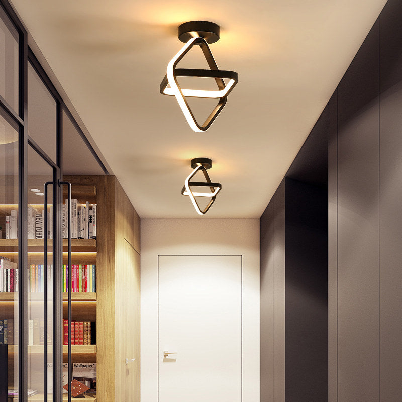 Modern Geometric Iron LED Ceiling Light for Hallway