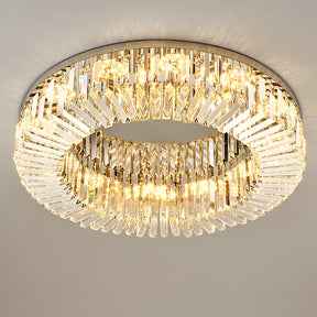 Modern Crystal Flush Mount Ceiling Light Ring Chandelier for Living Room