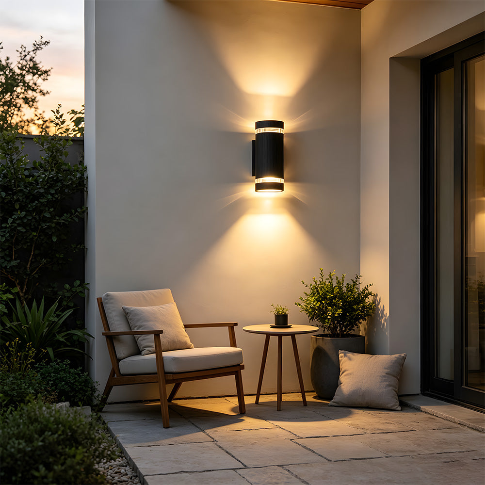 Contemporary IP65 Black Vertical Acrylic Outdoor Wall Lights for Garden Entryway