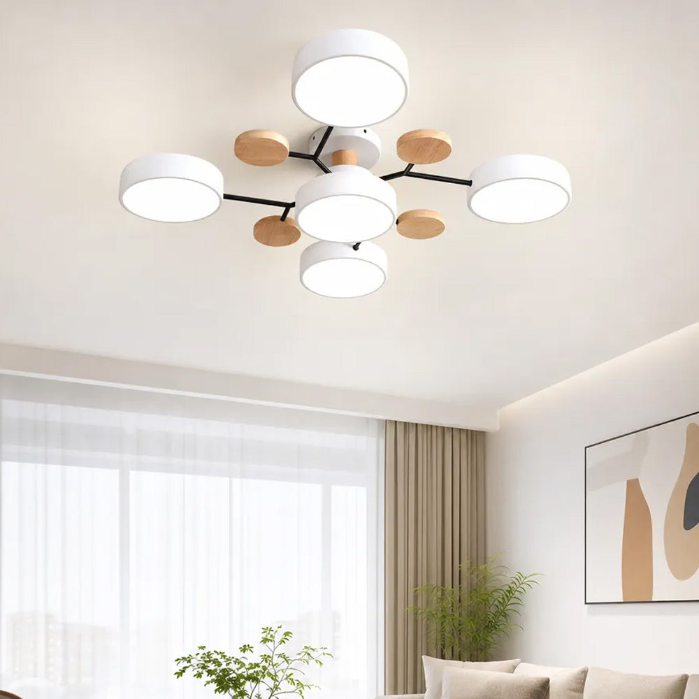 Aria Nordic Wood Flush Mount Ceiling Light