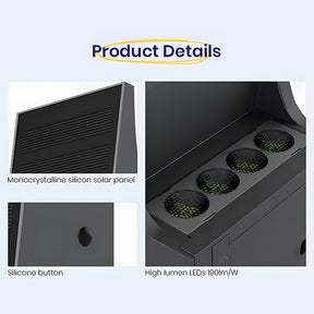 IP65 Solar Outdoor Wall Lights Waterproof Outdoor Solar Lights for Yard Patio, Dusk-to-Dawn