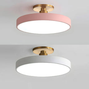 Set of 2 Circular LED Dimmable Semi Flush Ceiling Light For Bedroom