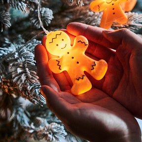 Christmas Gingerbread String Lights, Battery Operated for Christmas Decoration