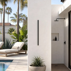Modern Minimalist Black LED Linear Outdoor Wall Lamp