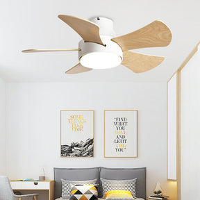 Contemporary Wood Semi-Flush Ceiling Fan With Lighting