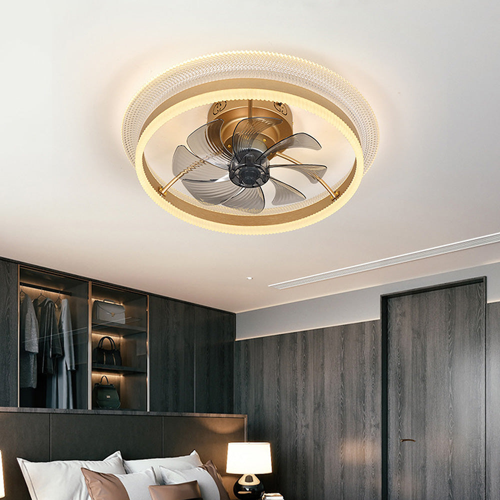 Modern Round Gold Ceiling Fan With Light