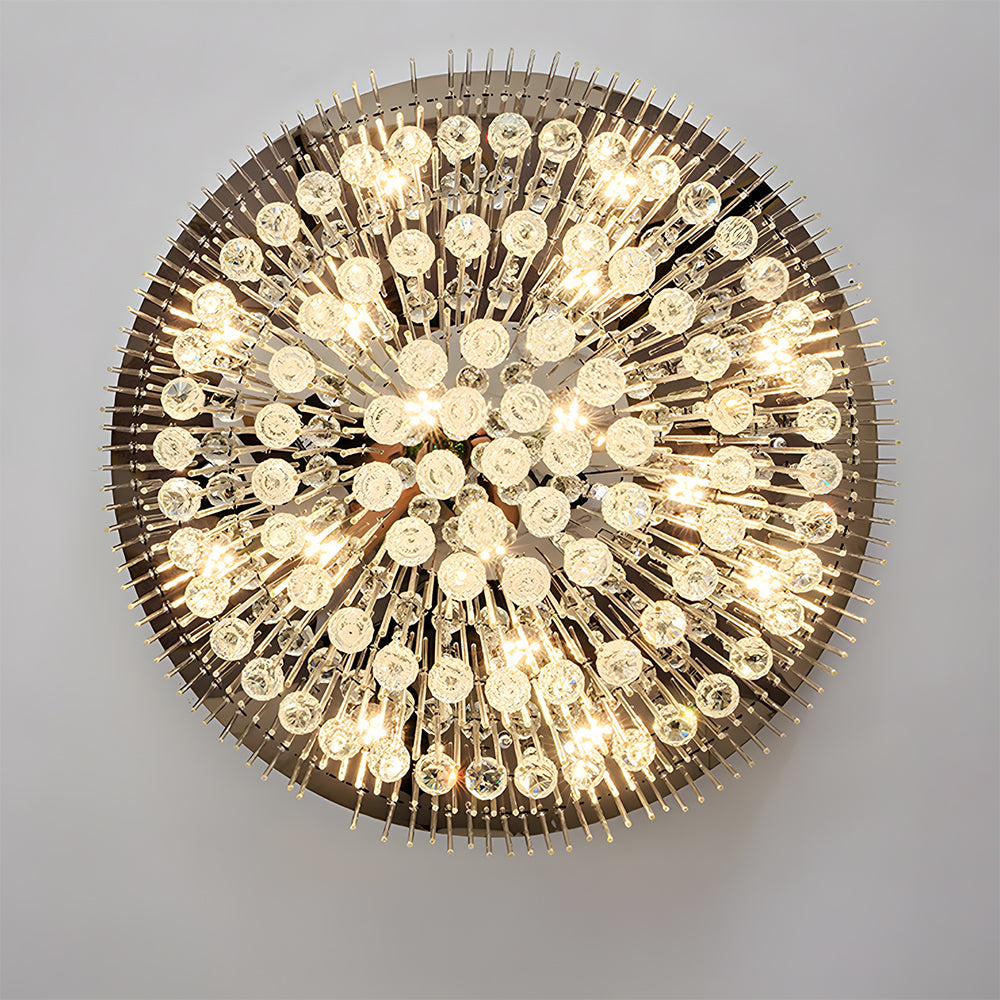 Modern Round Chrome Crystal LED Flush Ceiling Lights