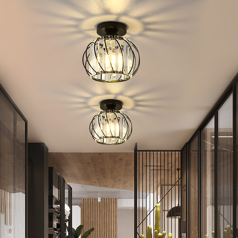 Set of 2 Black Simple Luxury Glass Hallway Ceiling Light