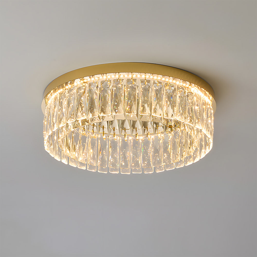 Modern Round Luxury Crystal Flush Ceiling Lights for Living Room