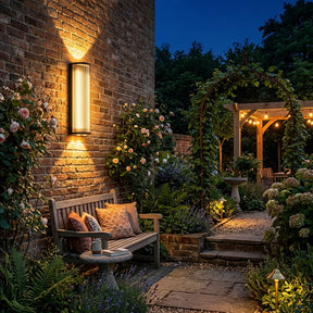 Atlas Fluted Glass Up and Down Outdoor Wall Light