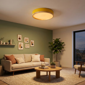 Contemporary Round Flush Mount Wooden Acrylic LED Ceiling Lights for Dining Room