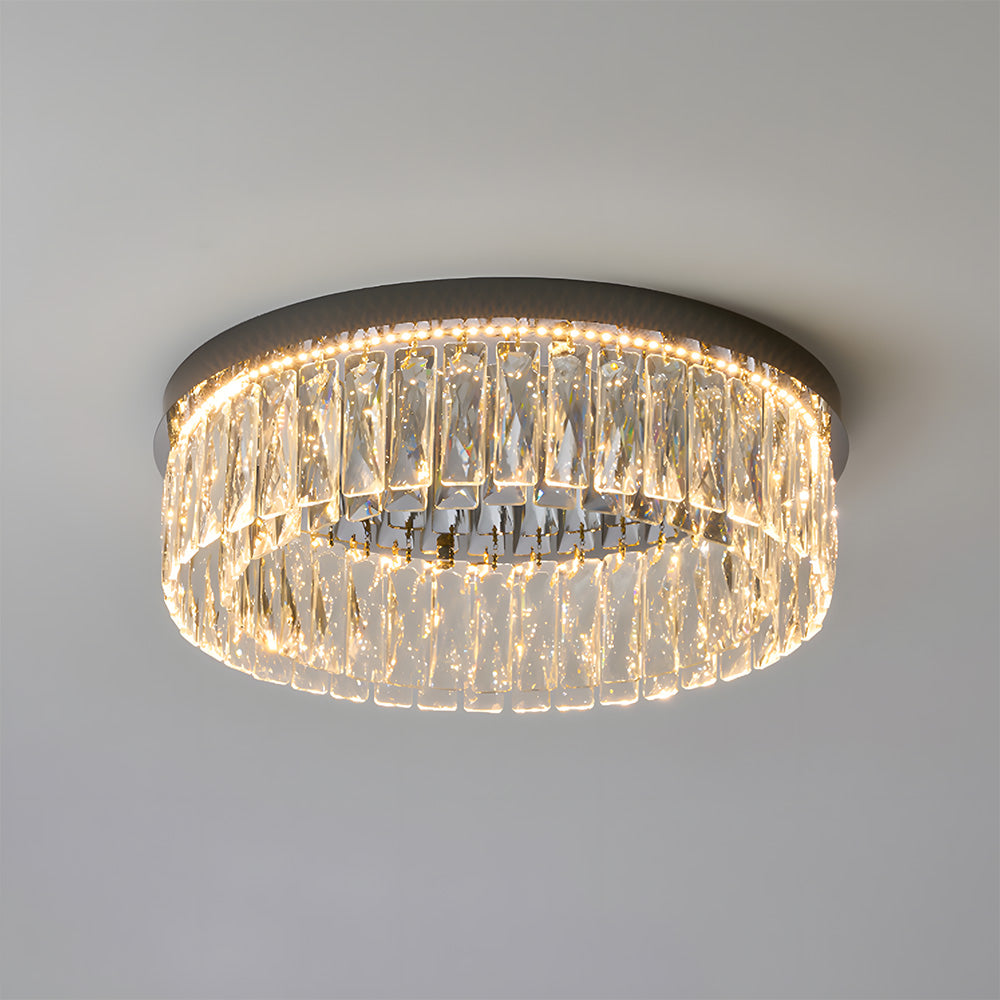 Modern Round Luxury Crystal Flush Ceiling Lights for Living Room