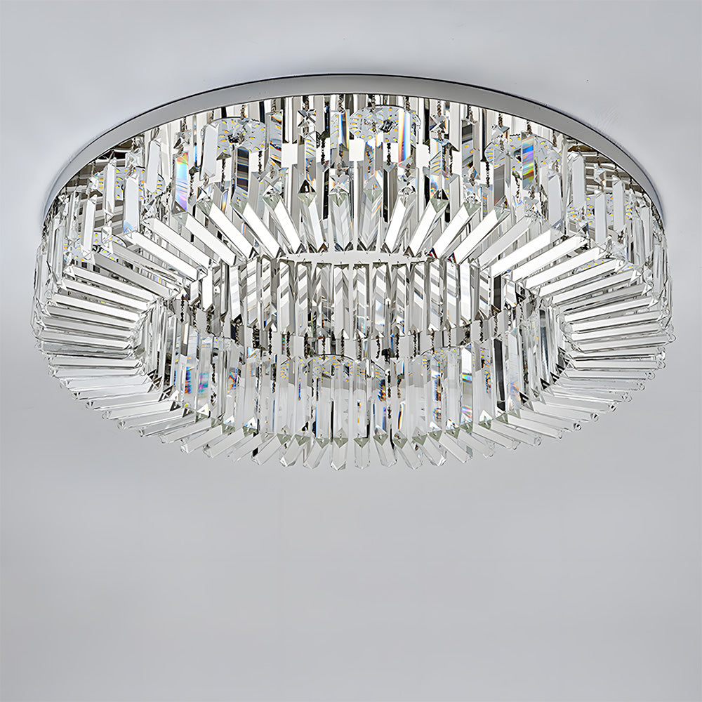 Modern Crystal Flush Mount Ceiling Light Ring Chandelier for Living Room