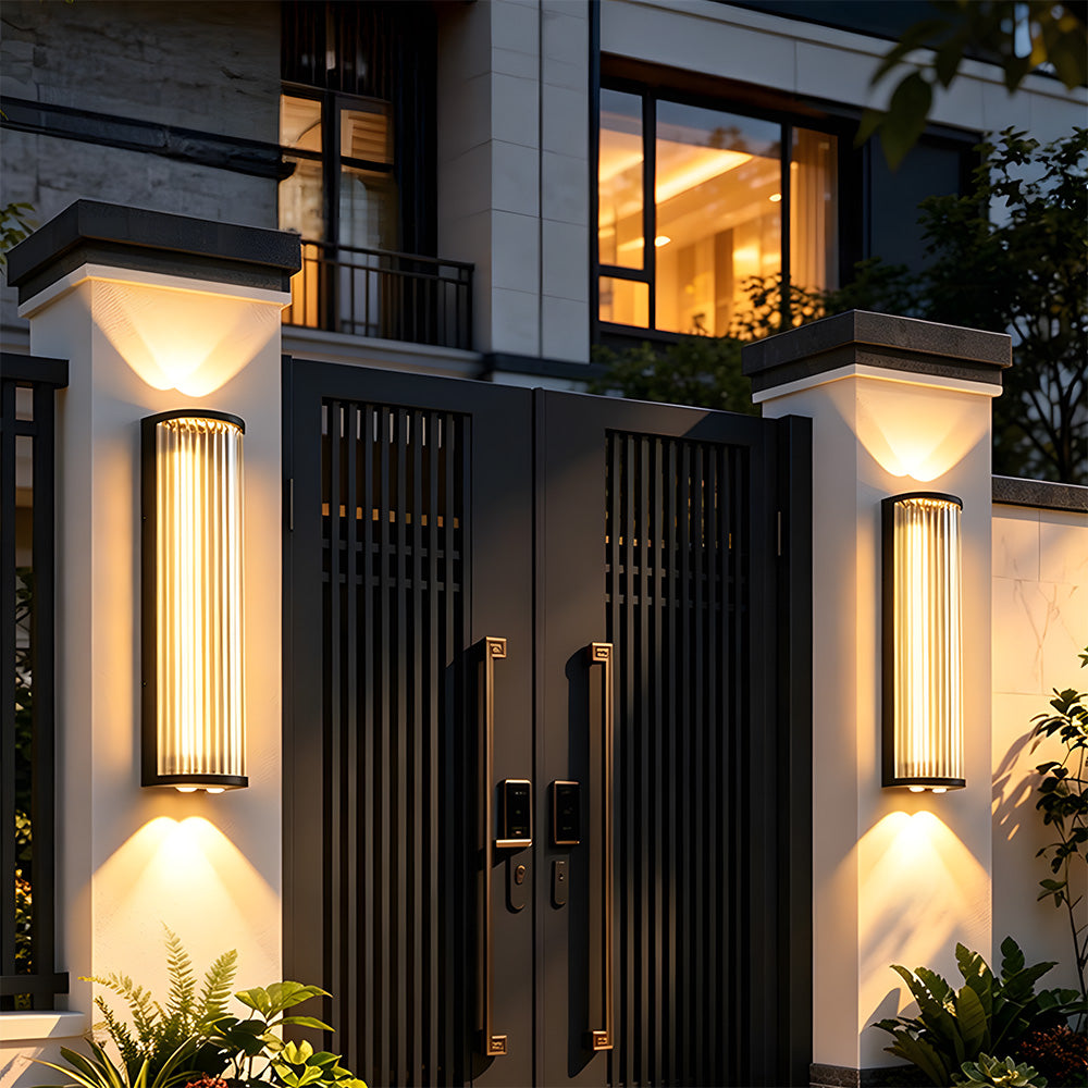 Modern Vertical Glass Stainless Steel Outdoor Wall Lights for Patio Garden