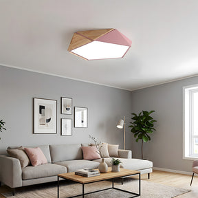 LED Dimmable Wooden Acrylic Geometric Flush Mount Ceiling Lights For Living Room