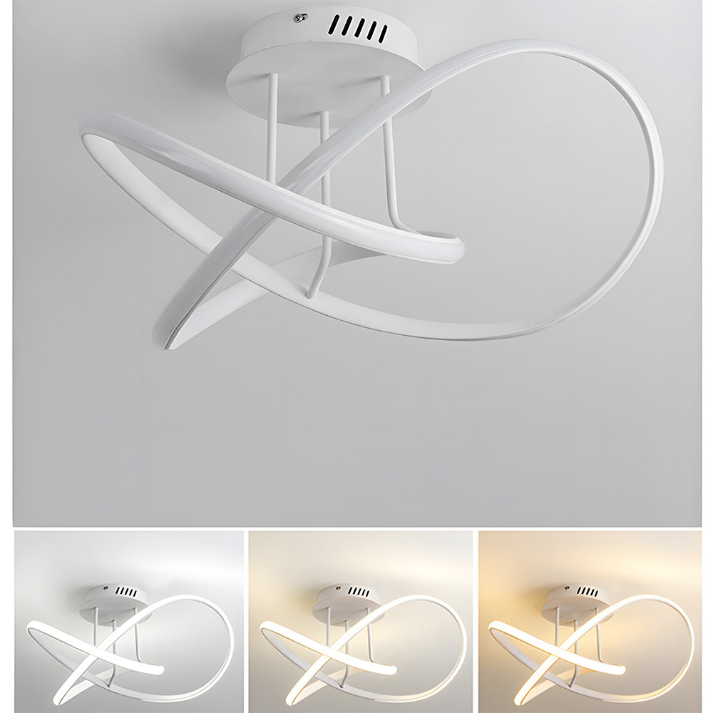 Modern LED Spiral Semi Flush Mount Ceiling Light for Living Room Hallway Kitchen