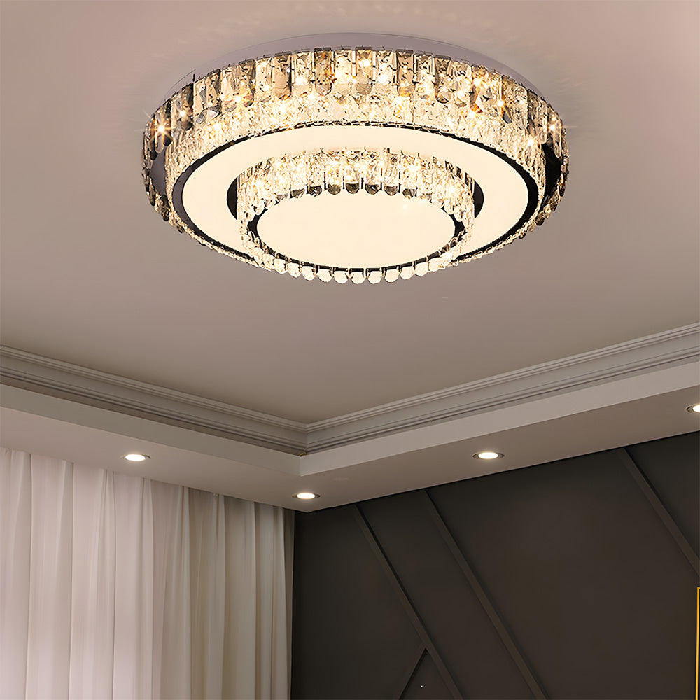Modern LED Crystal Flush Mount Ceiling Lights Fixture for Dining Room Bedroom