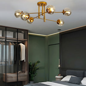 Modern Sputnik Glass Globe Semi Flush Ceiling Light for Living Room