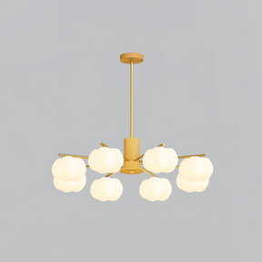 Cream Style Wooden Cotton Balls Chandelier For Living Room