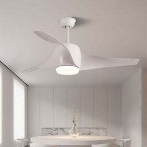 Wood Simple Flush Ceiling Fan With LED Light And Remote