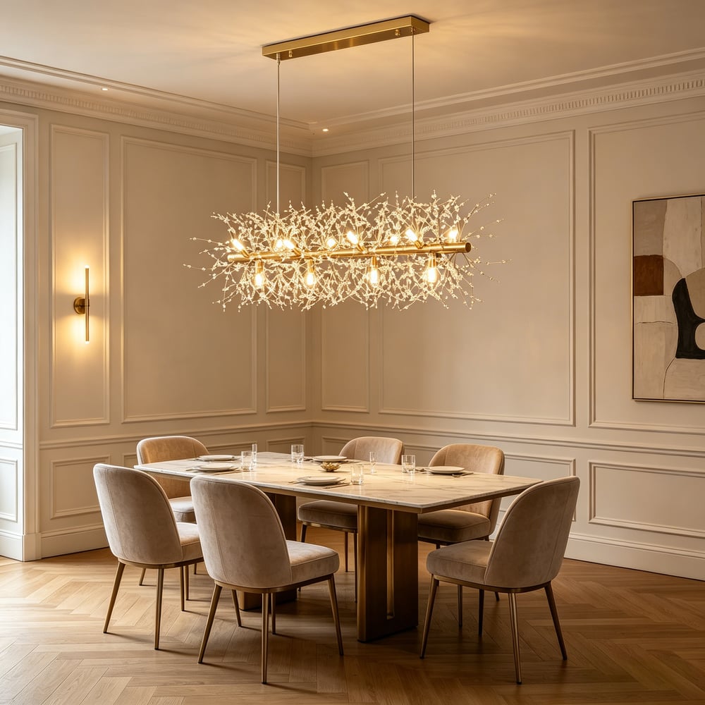 Nordic Luxury Crystal Dining Pendant Light for Kitchen Island