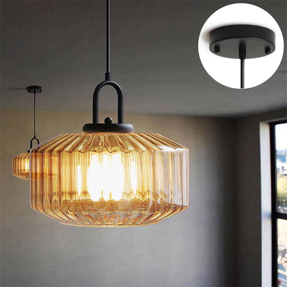 Vintage Striped Glass Pendant Light