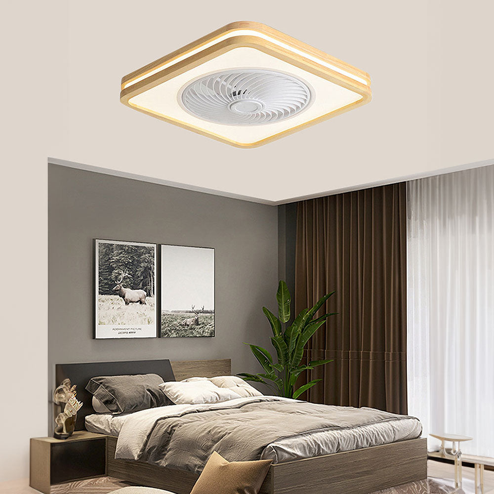 Modern Minimalism Round Wood Ceiling Fans With LED Lights