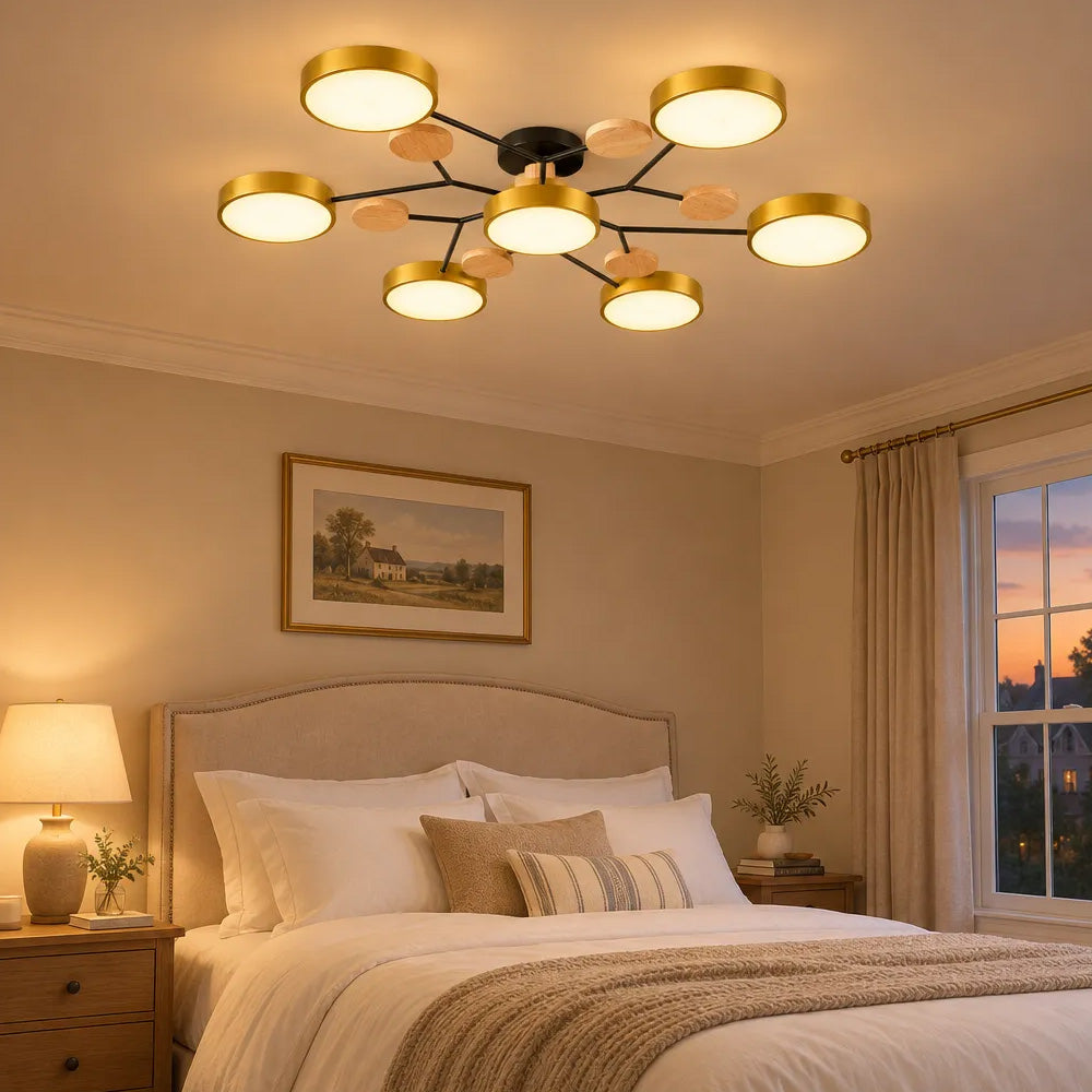Nordic Wood Flush Mount Ceiling Light for Bedroom
