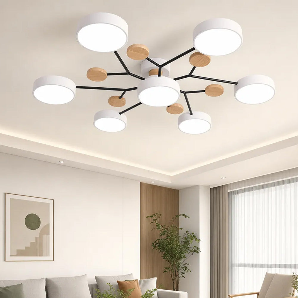 Aria Nordic Wood Flush Mount Ceiling Light
