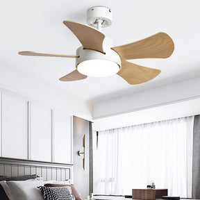 Contemporary Wood Semi-Flush Ceiling Fan With Lighting